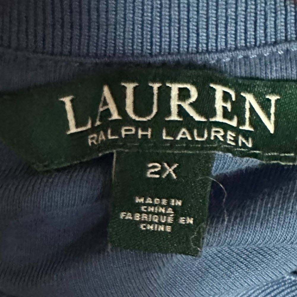 Lauren Ralph Lauren Blue Raglan Long Sleeve Scoop Neck Top Plus Size 2X - Picture 3 of 5
